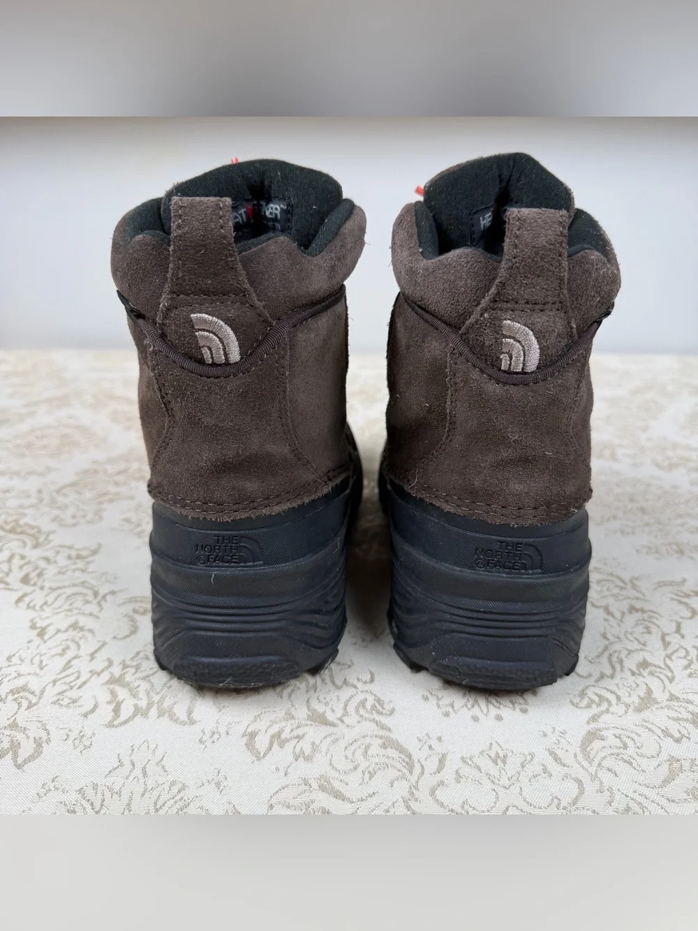 The North Face Brown and Orange Kids Snow Boots, Size 3, Warm, Waterproof